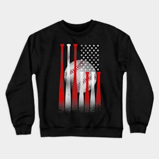 Baseball Game Team American Flag Crewneck Sweatshirt